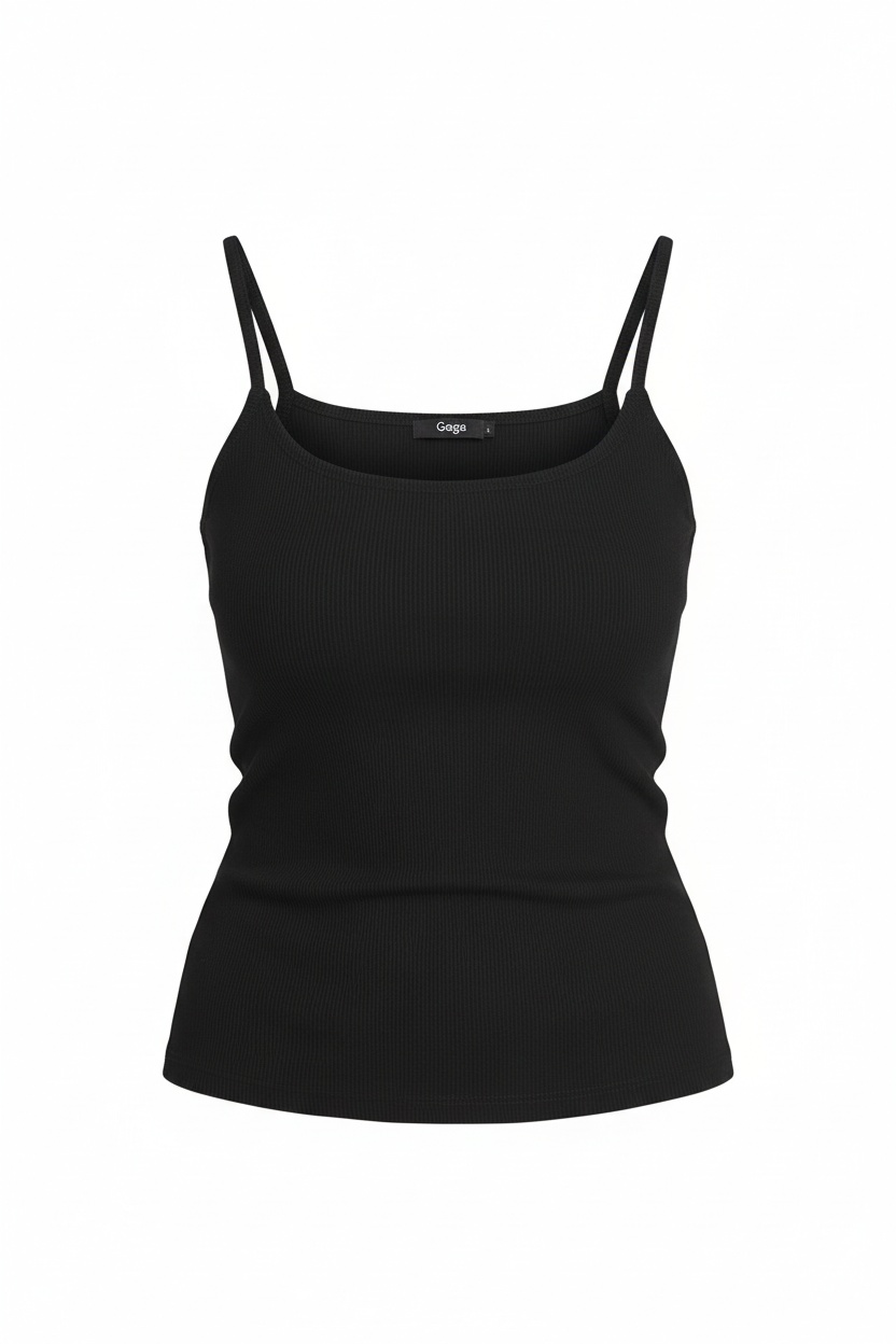 Essential Black Ribbed Fitted Tank Top photo 1