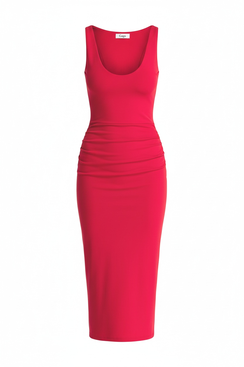 Elegant Red Midi Bodycon Dress photo 1