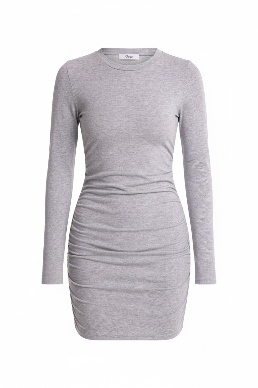 Grey Long Sleeve Bodycon Mini Dress photo 1