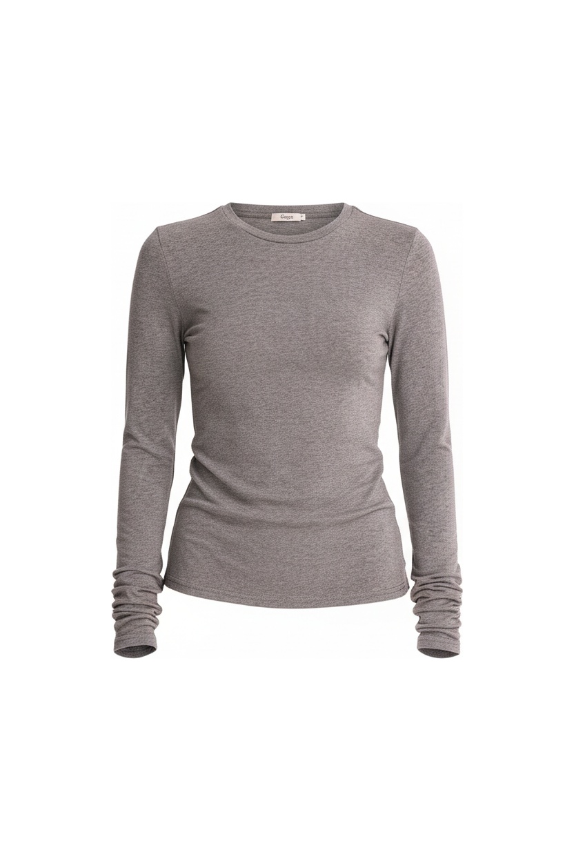 Essential Grey Long Sleeve Crew Neck Top photo 1