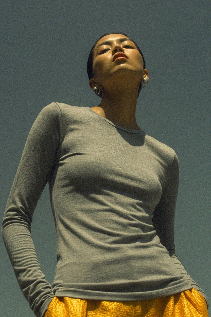 Essential Grey Long Sleeve Crew Neck Top photo 3