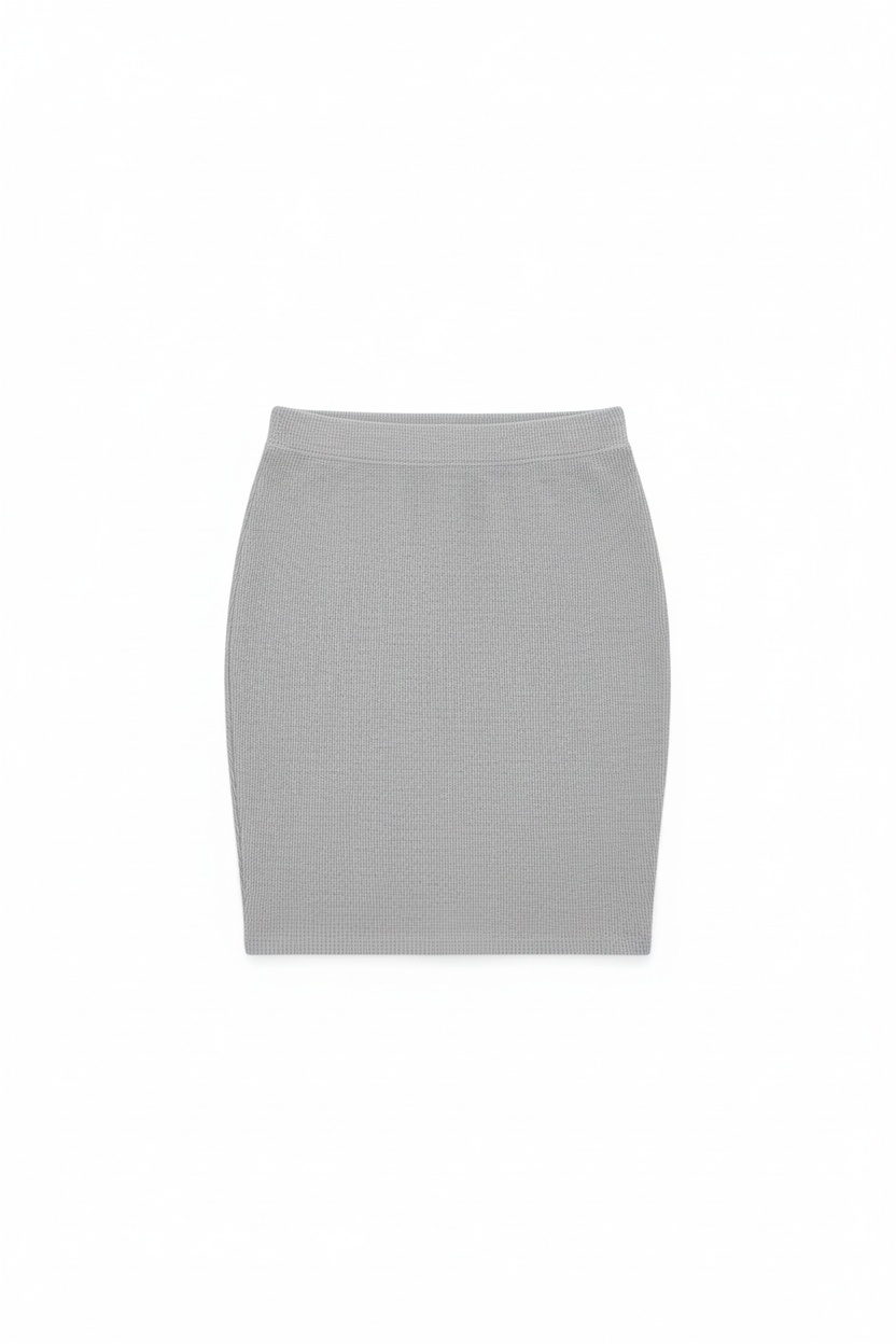 Essential Ribbed Knit Fitted Grey Mini Skirt photo 1