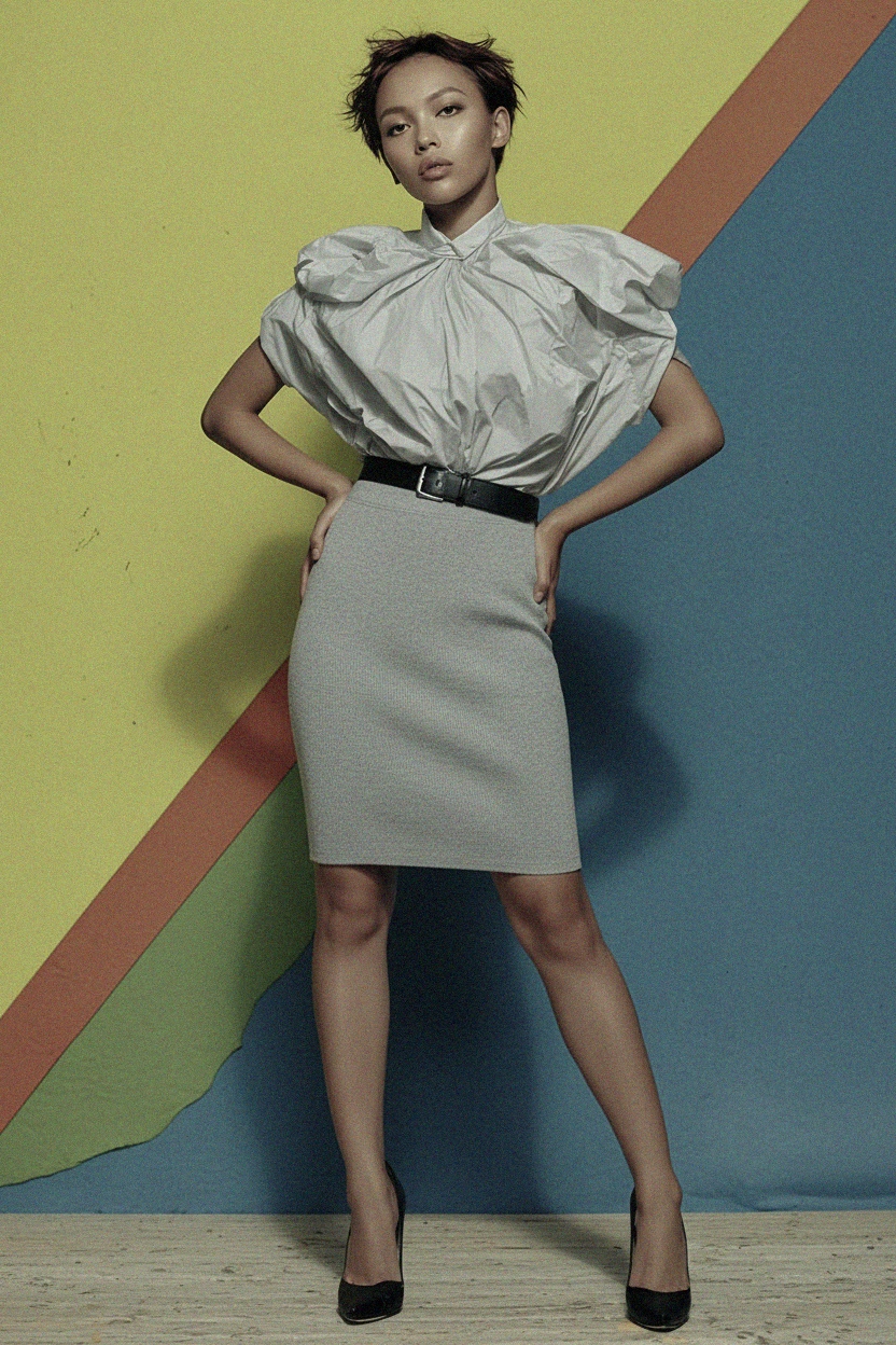 Essential Ribbed Knit Fitted Grey Mini Skirt photo 5