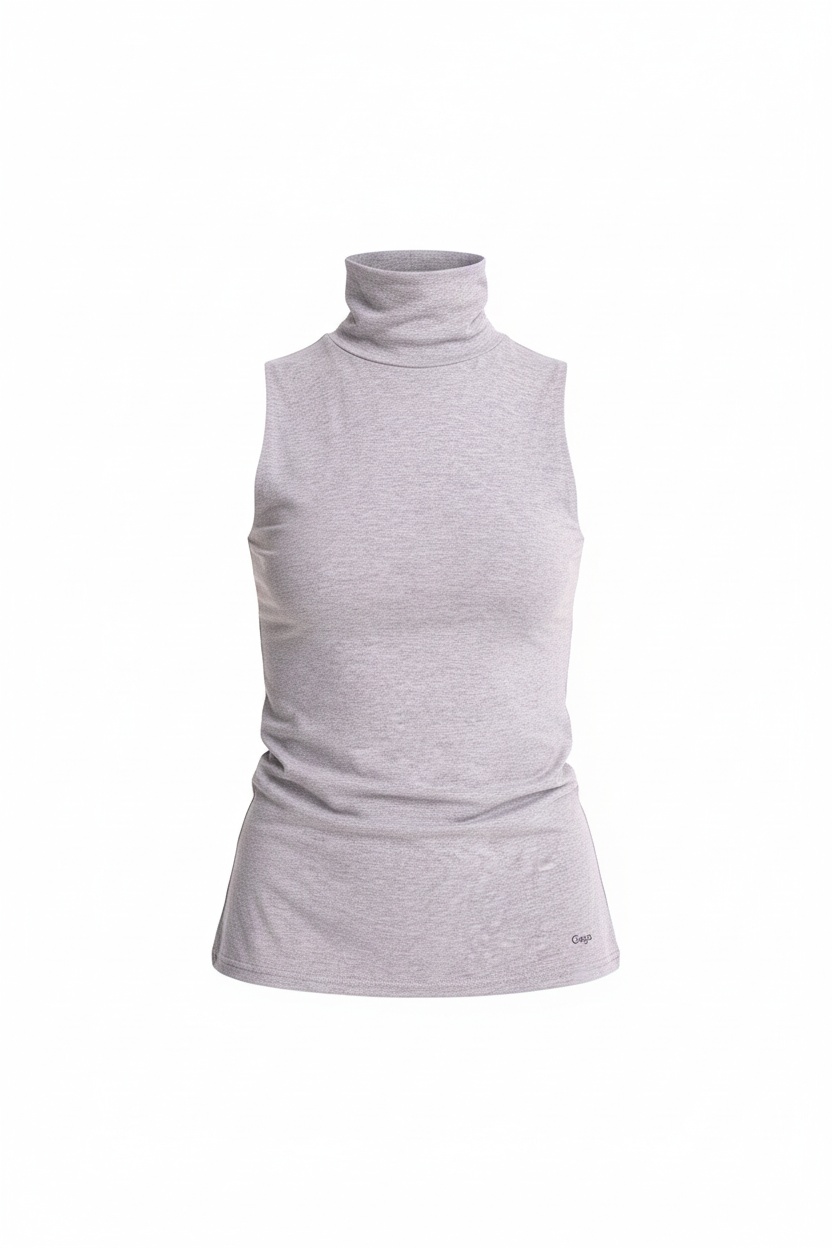 Sleeveless Turtleneck Top in Soft Grey photo 1