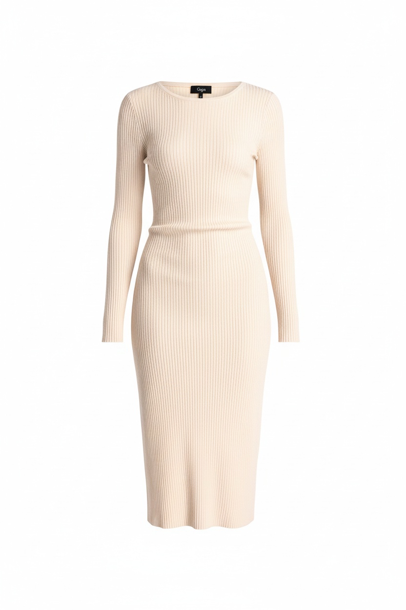 Ribbed Knit Long Sleeve Midi Dress photo 1