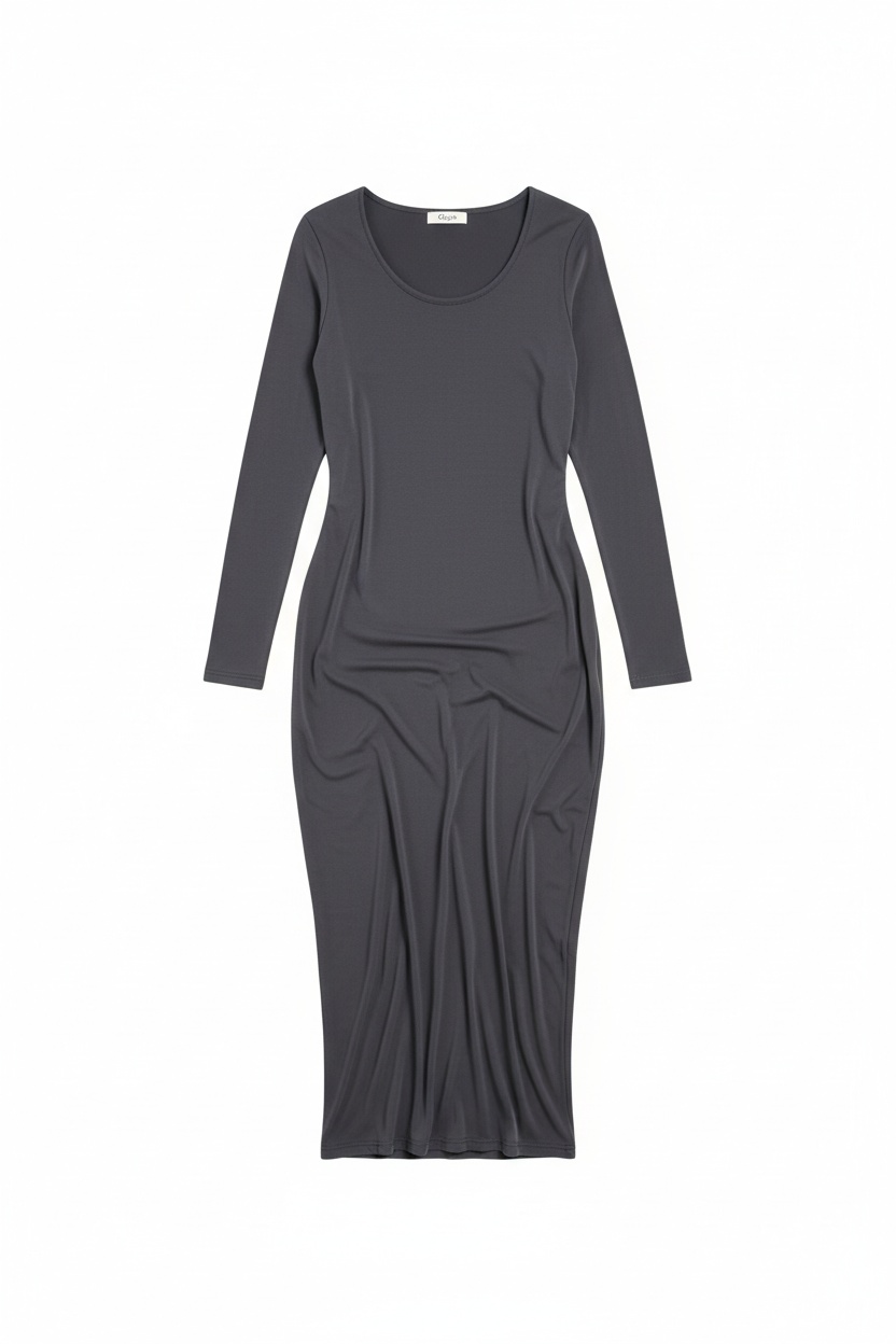 Sleek Long Sleeve Midi Dress photo 1