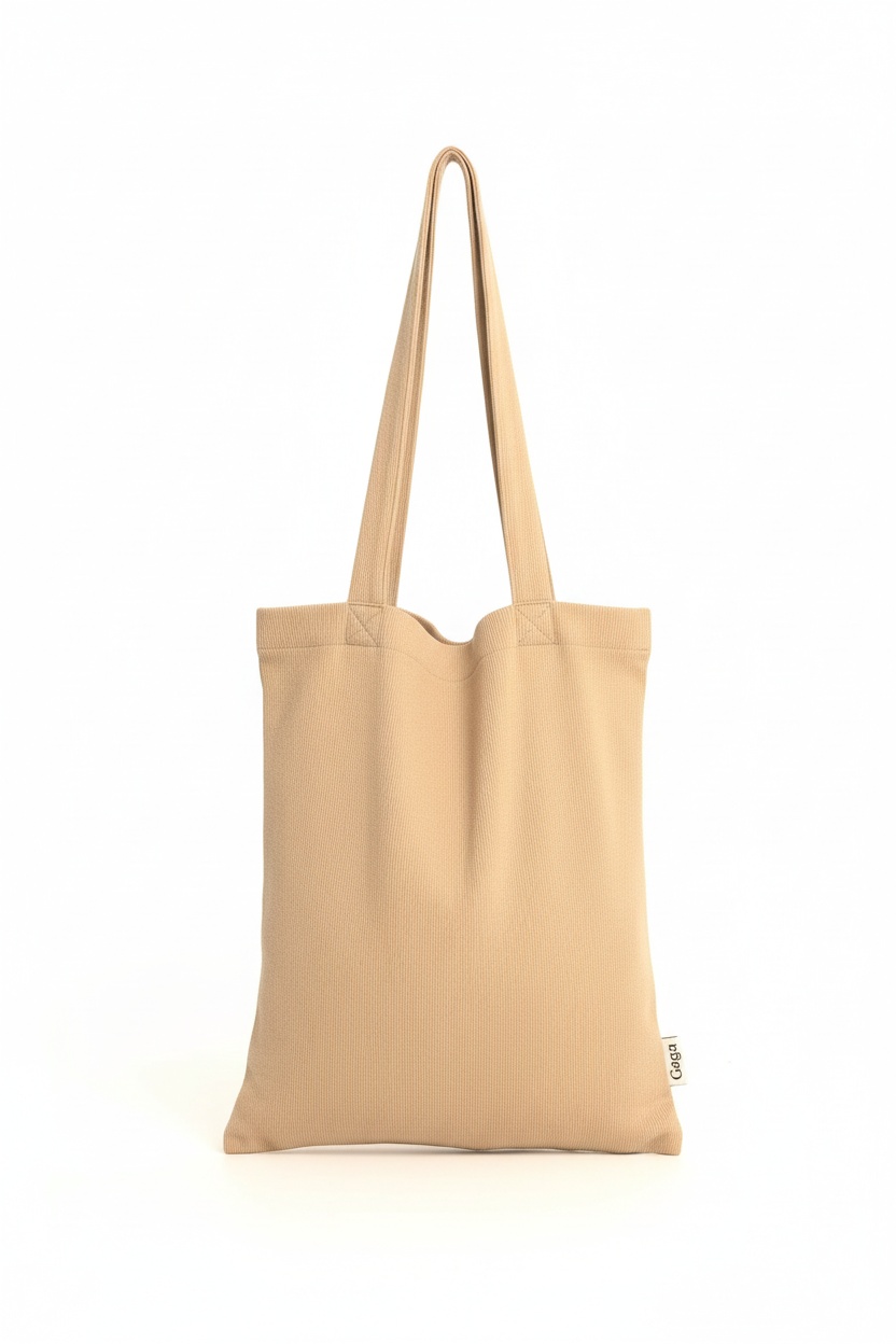 NUDYESS Ribbed Tote Bag - Stylish Beige Carryall photo 1