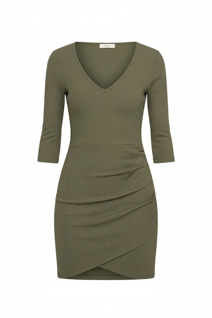 Ribbed V-Neck Mini Dress photo 1