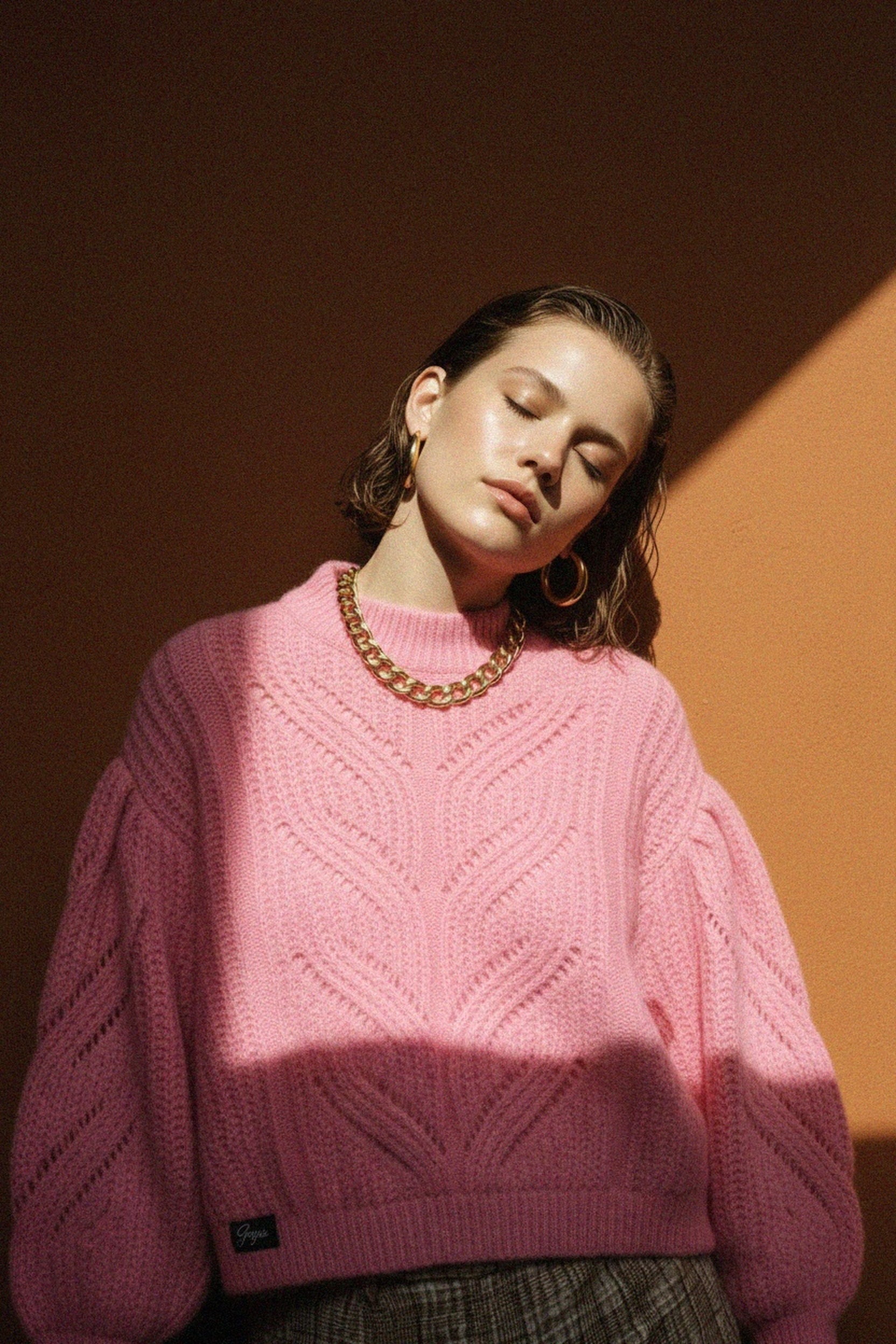 Pink Open-Knit Oversized Sweater photo 2