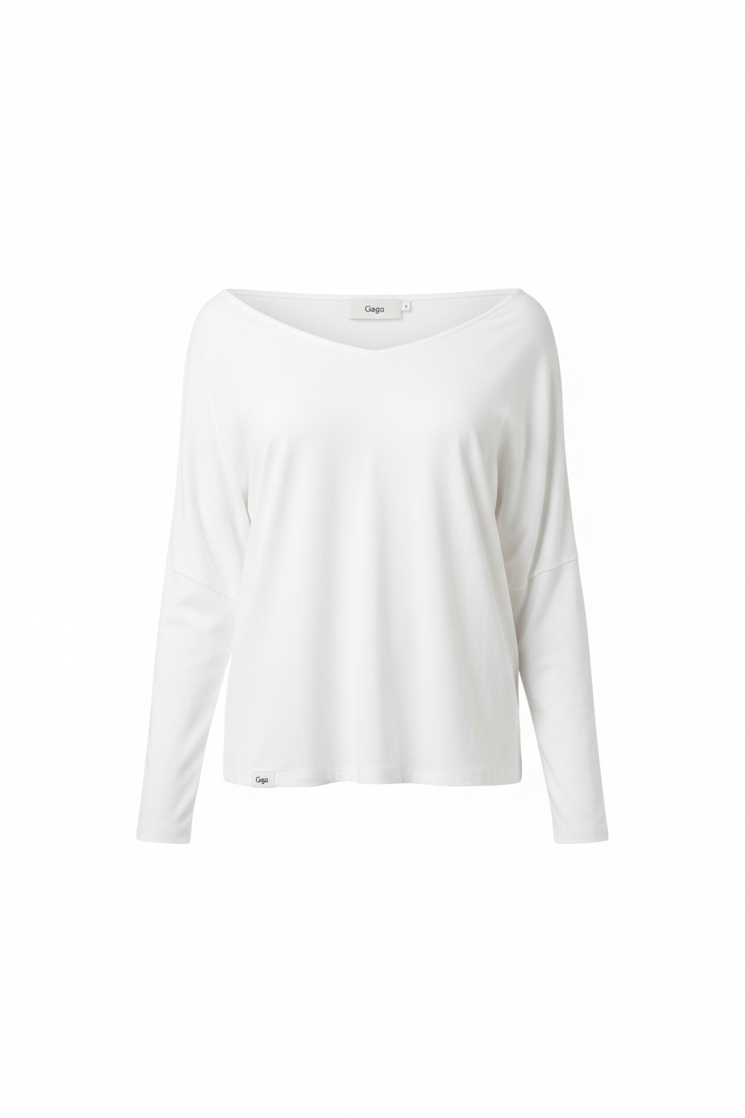 White Off-Shoulder Long Sleeve Blouse photo 1