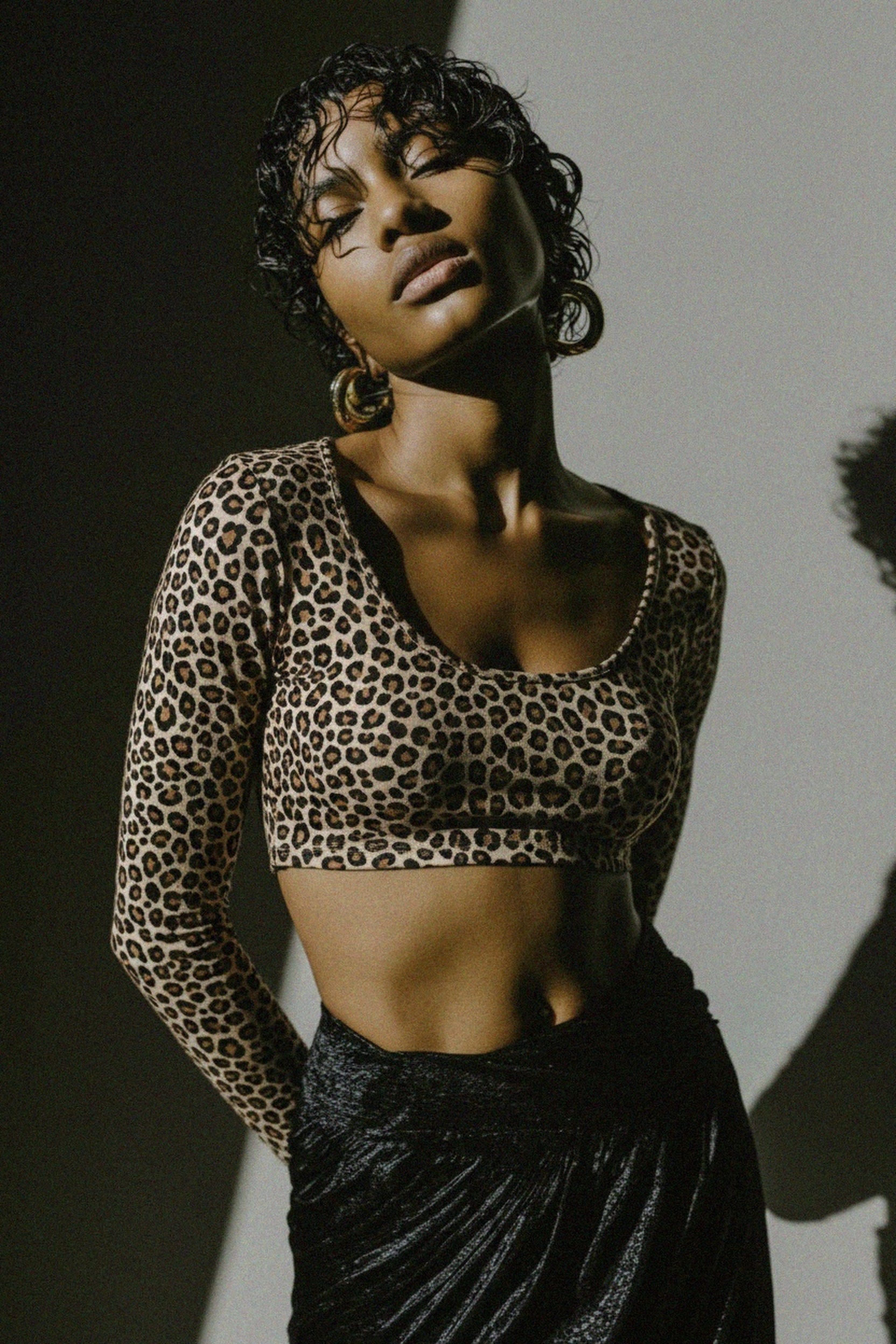 Leopard Print Long Sleeve Fitted Top photo 2