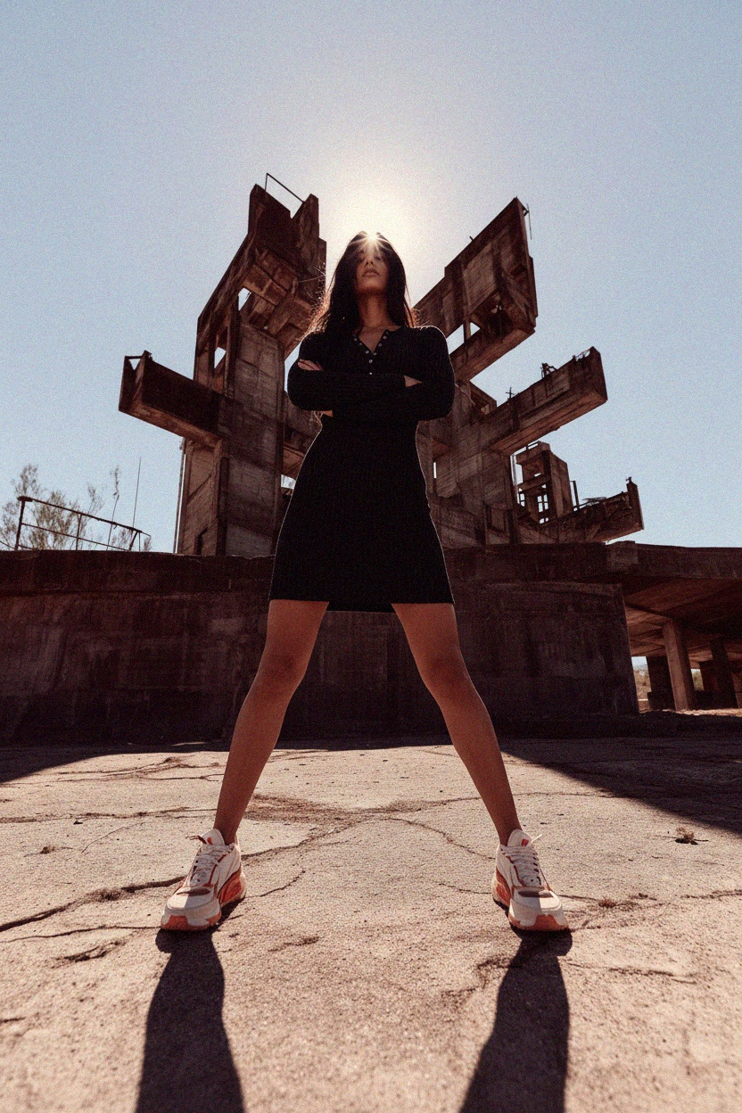 Black Ribbed Long Sleeve Mini Dress photo 2