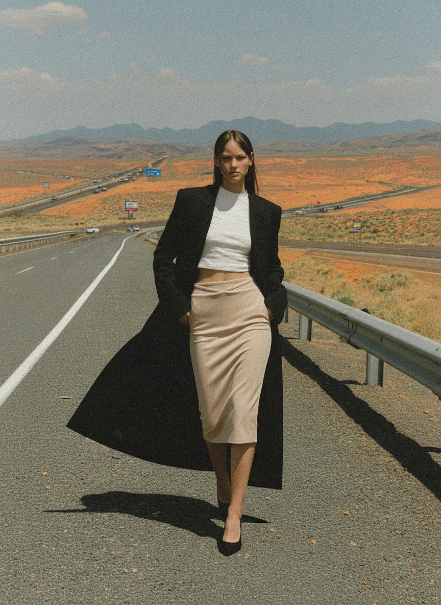 Beige Midi Skirt with Unique Waist Detail photo 4