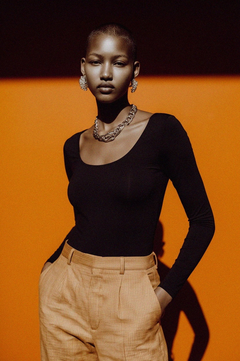 Black Long Sleeve Scoop Neck Bodysuit photo 3