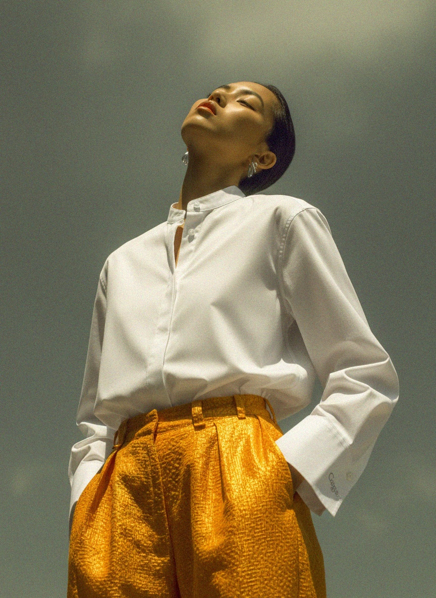 Oversized White Long Sleeve Button-Up Shirt photo 3