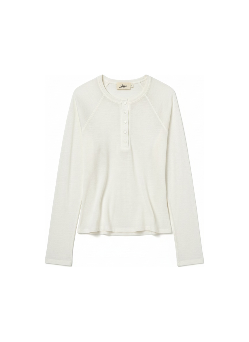 Lightweight Raglan Long Sleeve Henley Top photo 1
