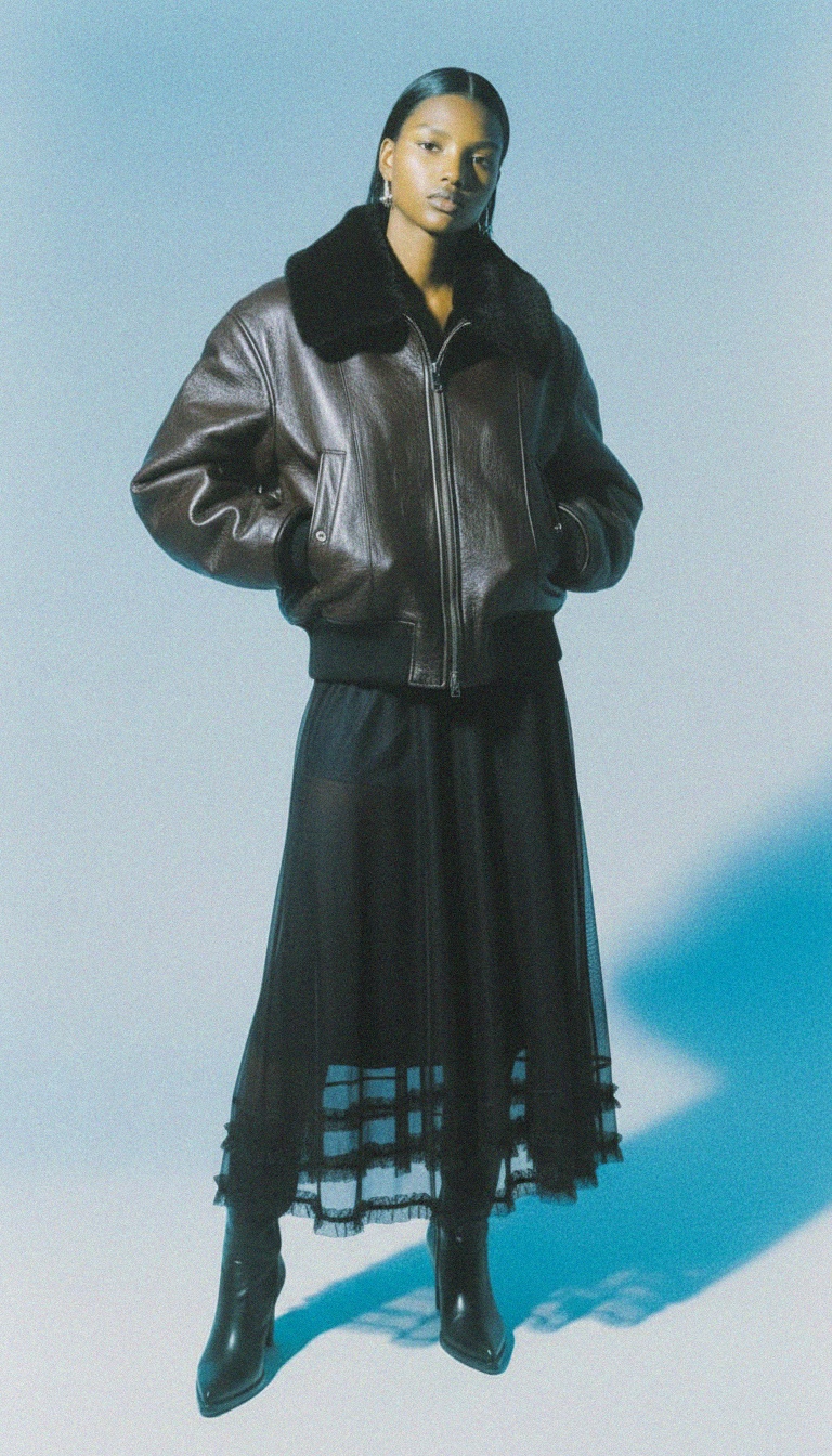 Black Sheer Maxi Skirt with Ruffled Trim photo 2