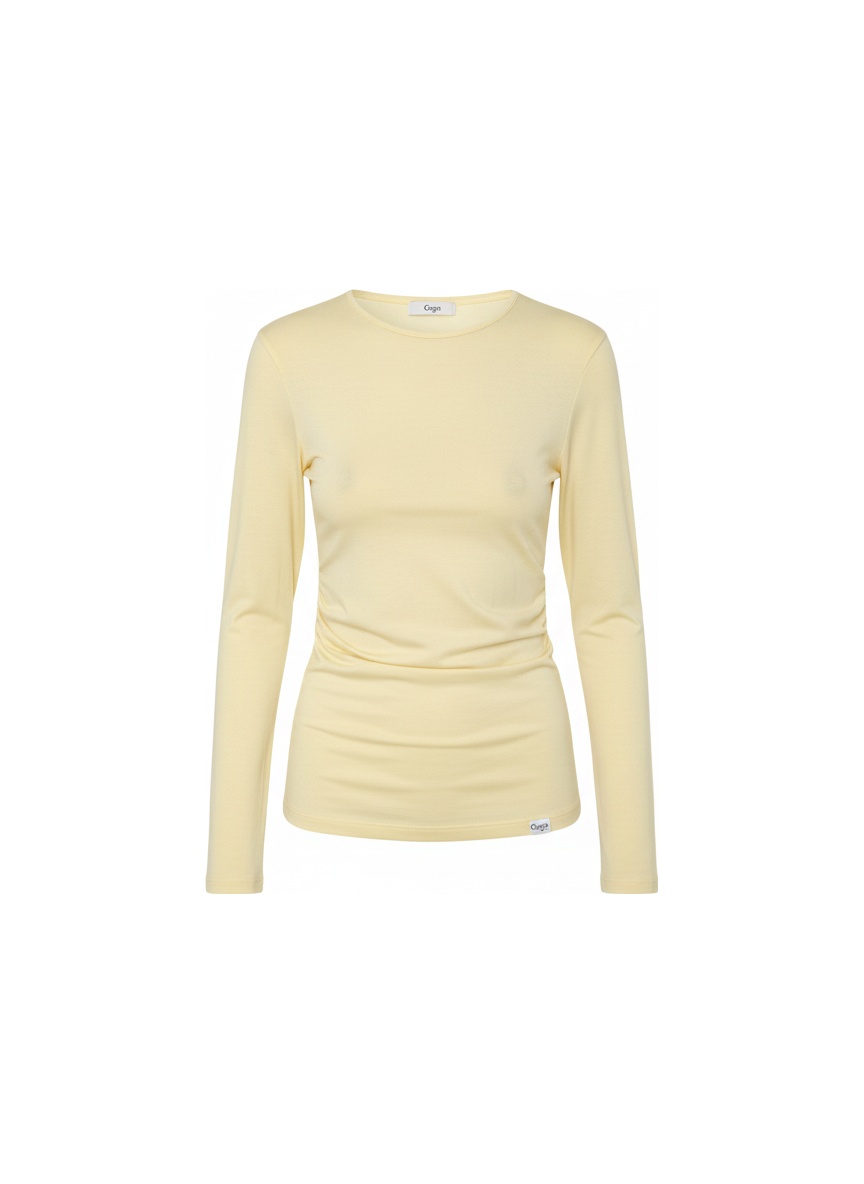 Pale Yellow Classic Long Sleeve Crew Neck Top photo 1