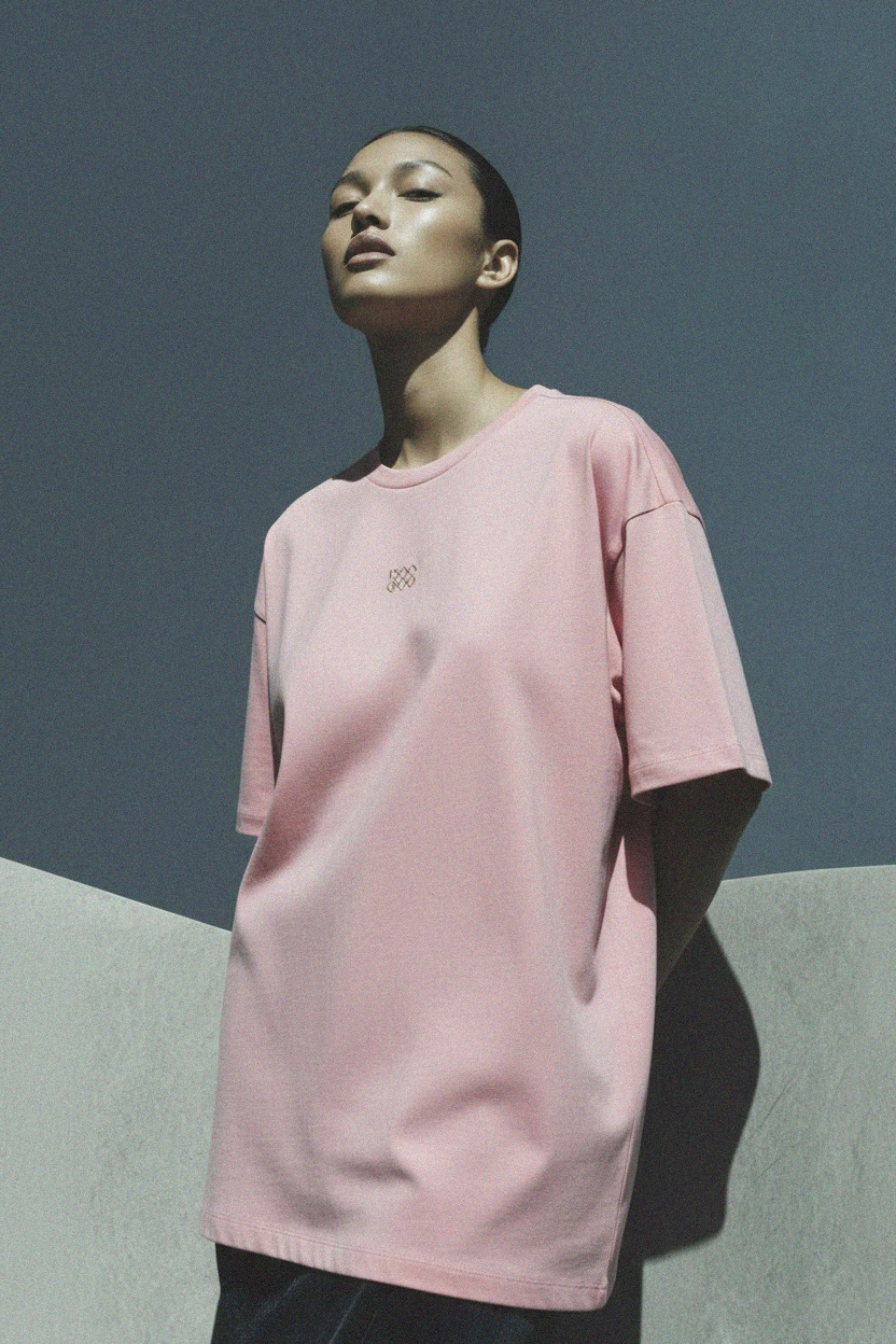 Oversize Pink T-shirt with Subtle Logo Detail photo 4
