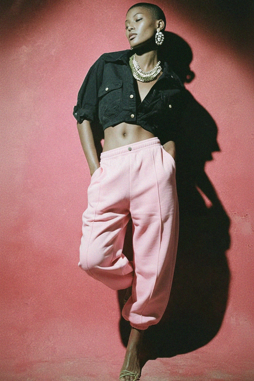Comfortable Pink Wide-Leg Sweatpants photo 4