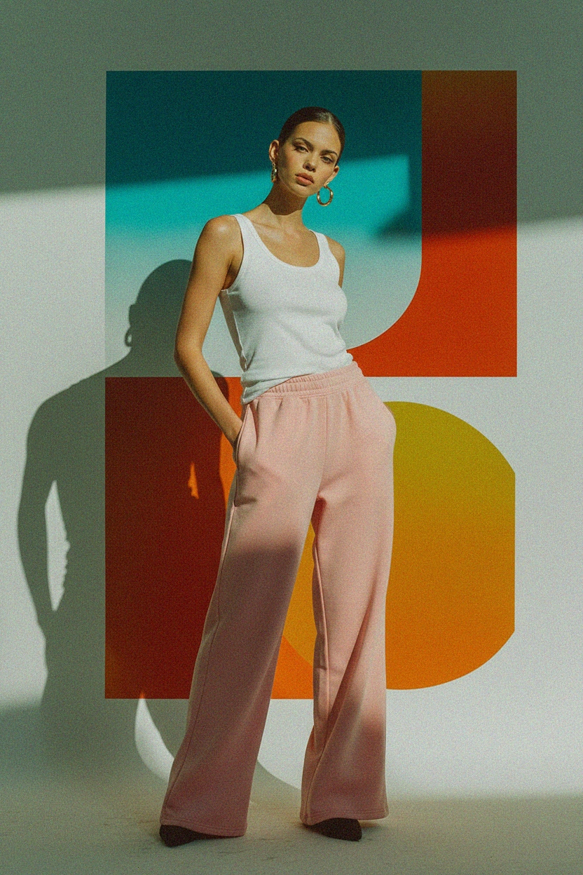 Comfortable Pink Wide-Leg Sweatpants photo 5