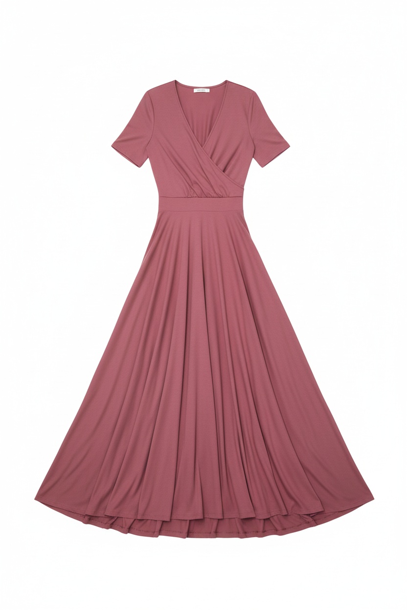 Elegant V-Neck Maxi Dress with Flowy Skirt photo 1