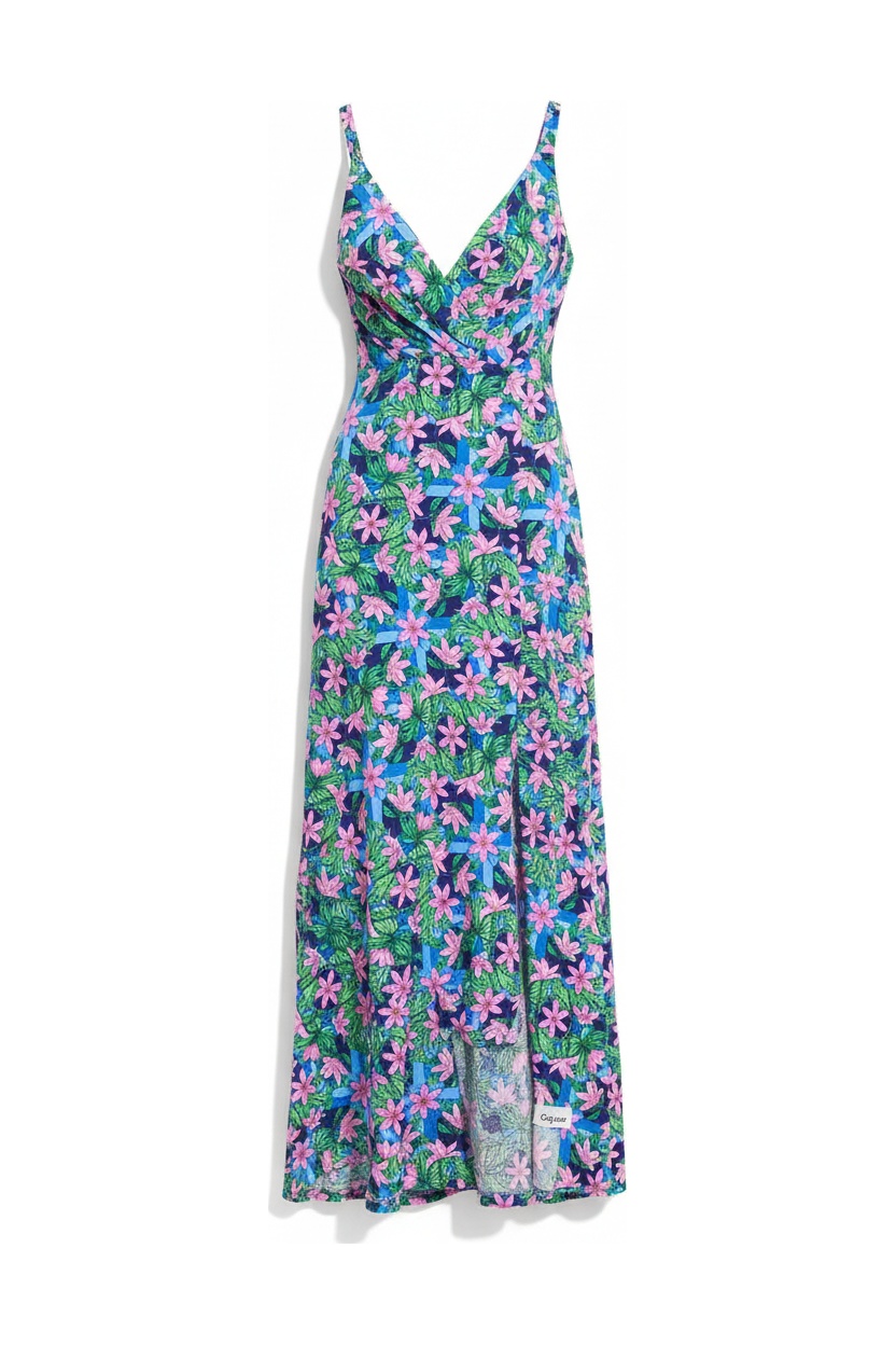 V-Neck Floral Print Maxi Dress with Side Slit photo 1