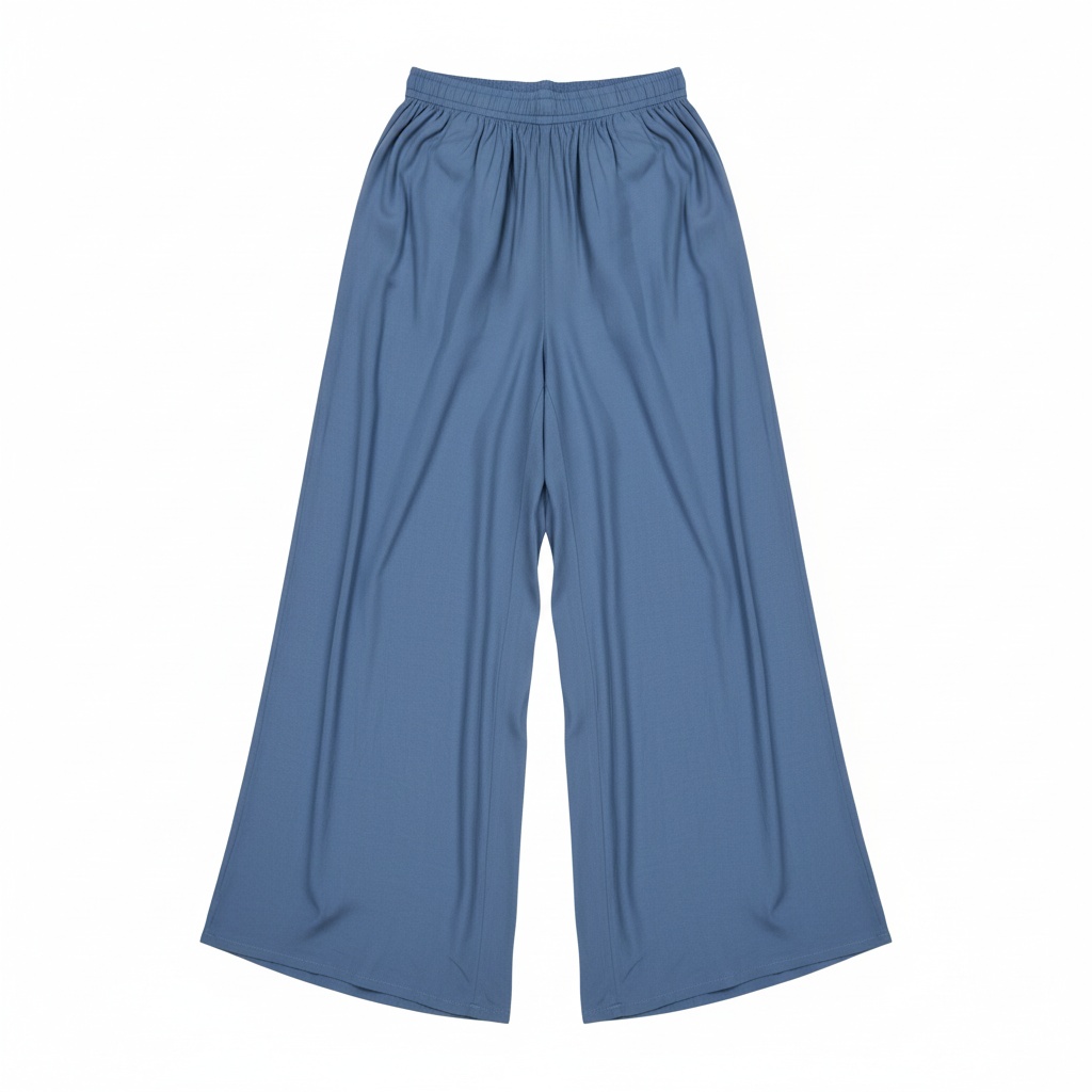 Blue Flowy Wide-Leg Palazzo Pants photo 1