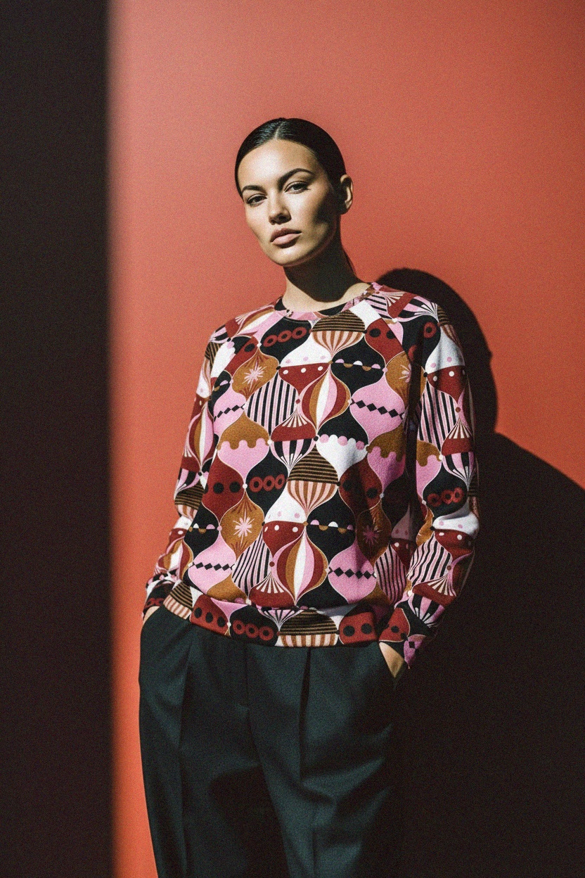 Abstract Pattern Crew Neck Sweatshirt photo 3