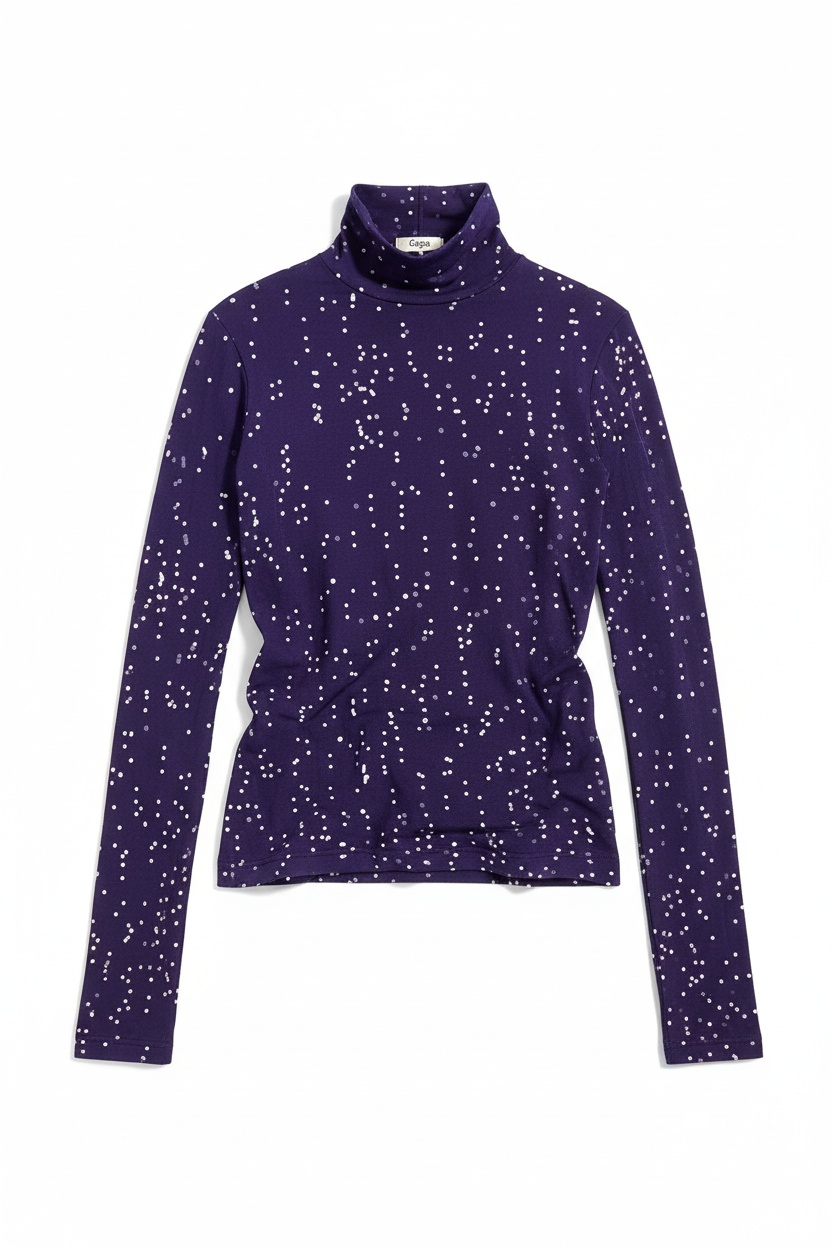 Purple Sparkle Dot Turtleneck Top photo 1