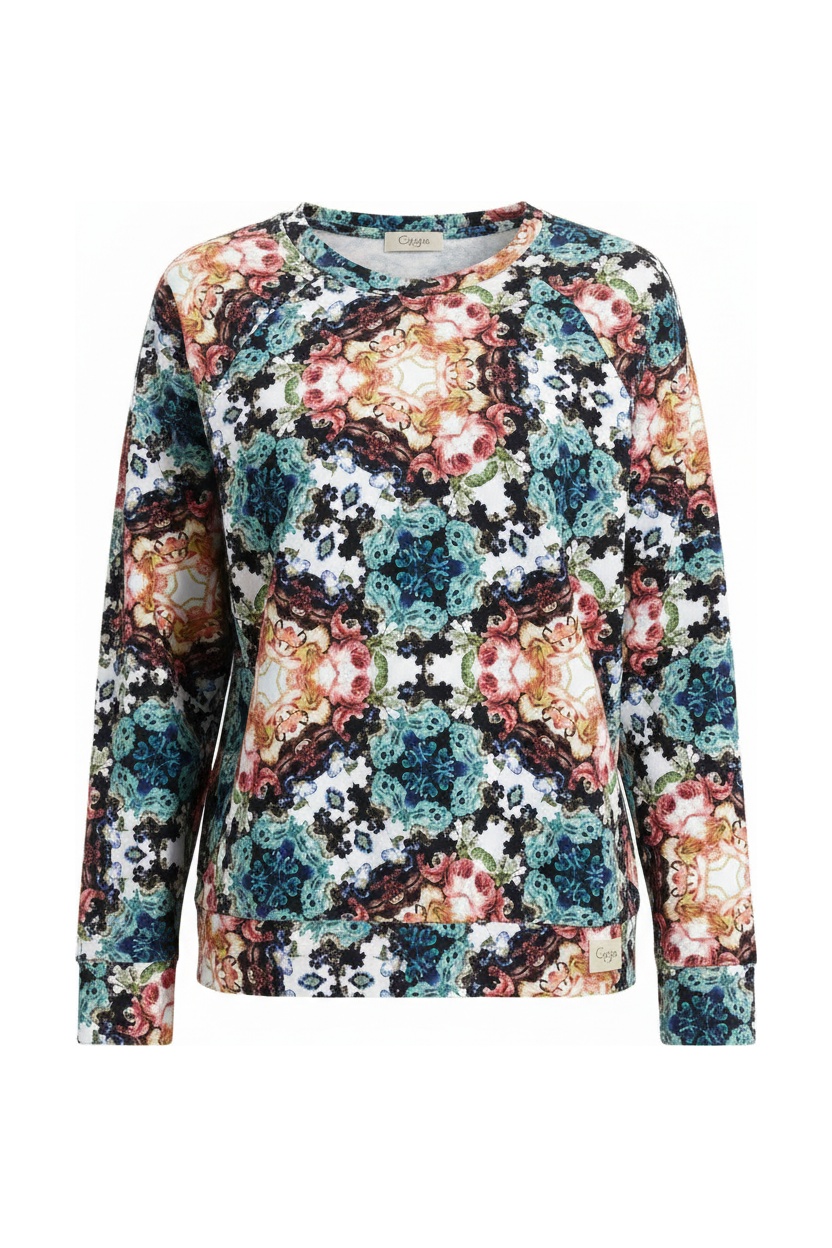 Vibrant Floral Print Long Sleeve Sweatshirt photo 1