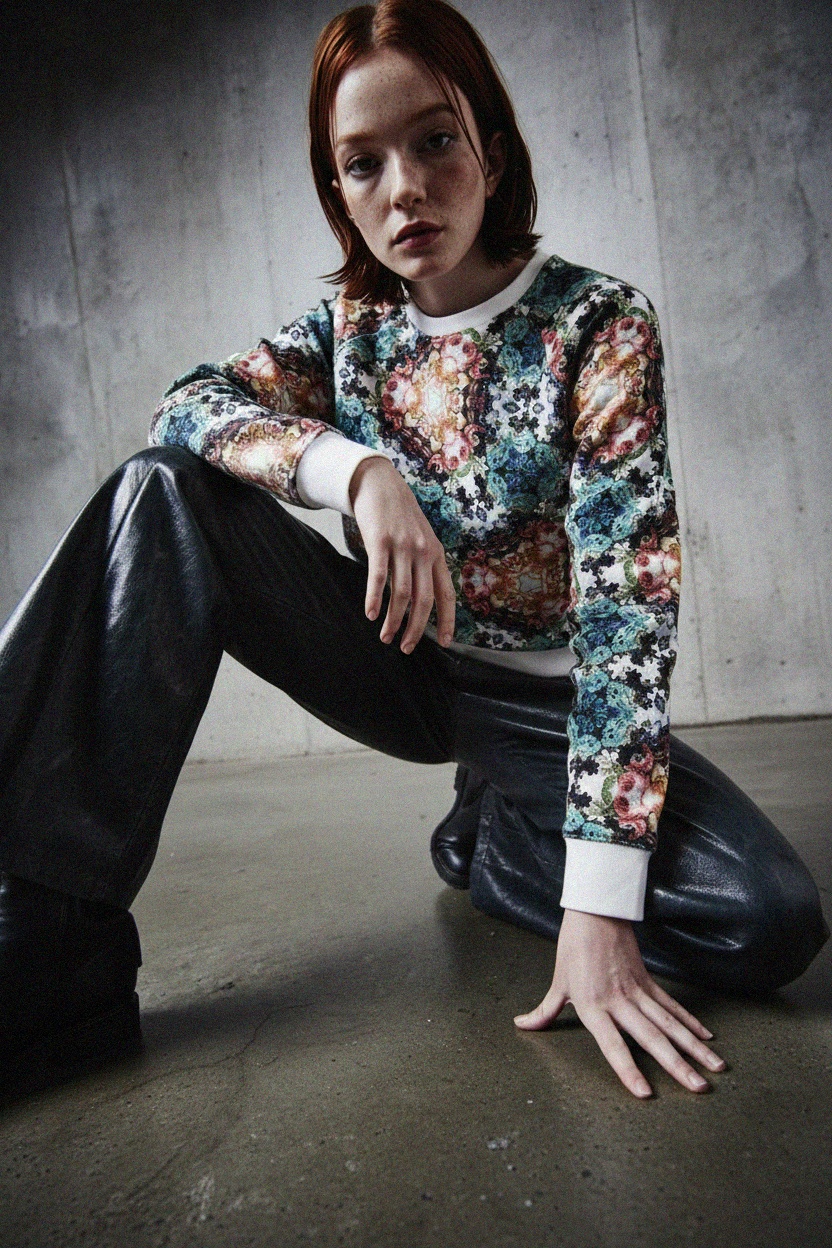 Vibrant Floral Print Long Sleeve Sweatshirt photo 2