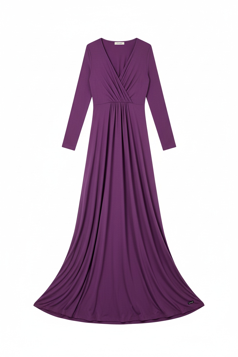 Elegant Purple Maxi Dress with Long Sleeves photo 1