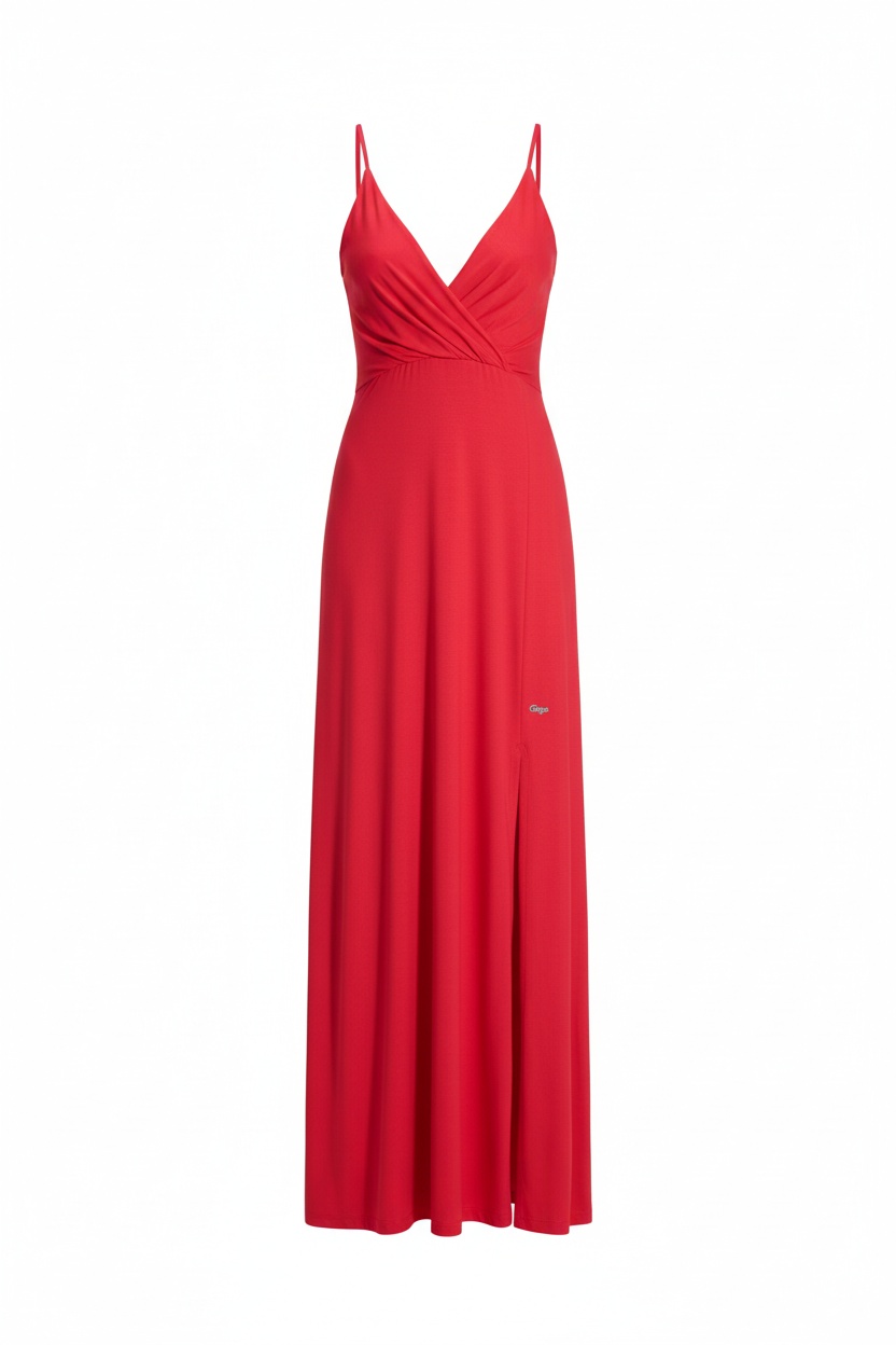 Elegant Red Maxi Dress with Slit photo 1