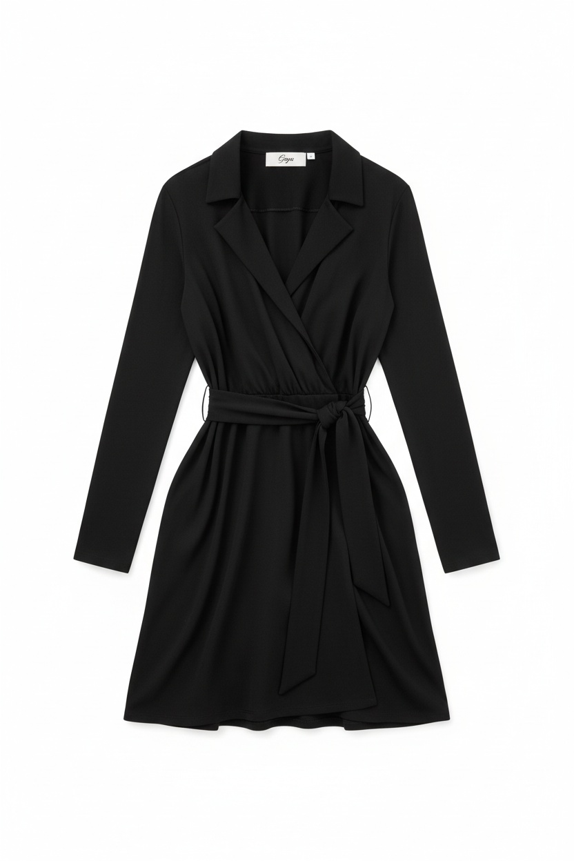 Elegant Black Tie-Waist Mini Dress photo 1