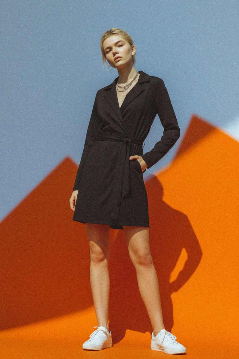 Elegant Black Tie-Waist Mini Dress photo 2