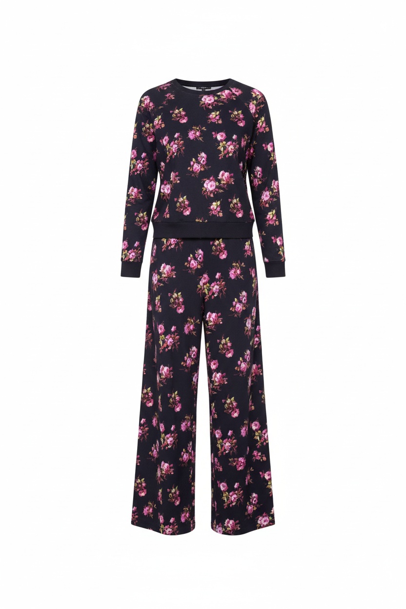 Floral Print Top & Wide-Leg Pants Set photo 1