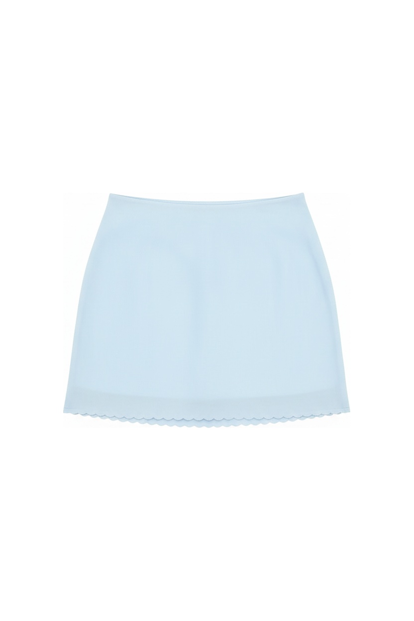 Light Blue Scalloped Hem Mini Skirt photo 1
