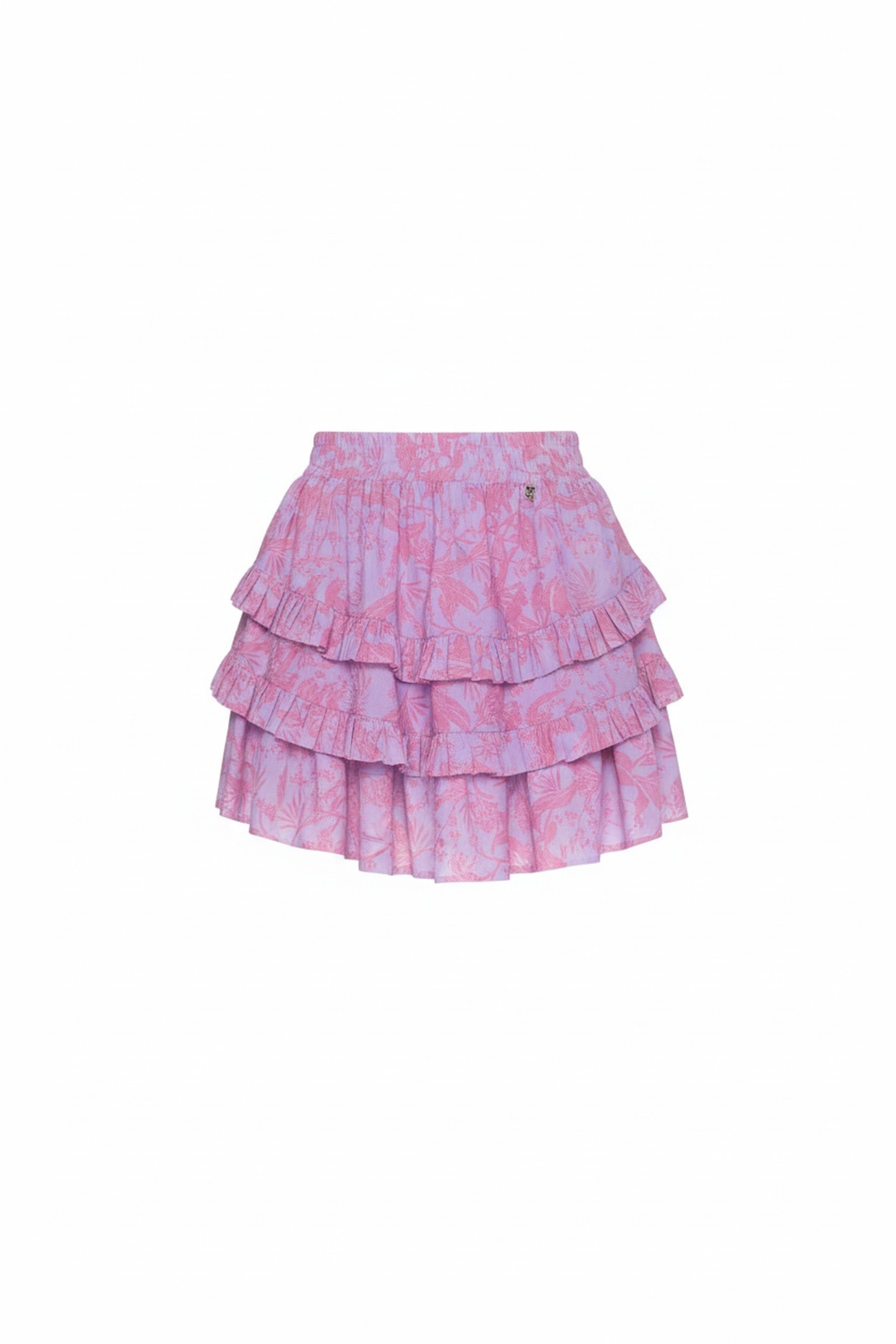 Floral Ruffled Mini Skirt in Purple and Pink photo 1