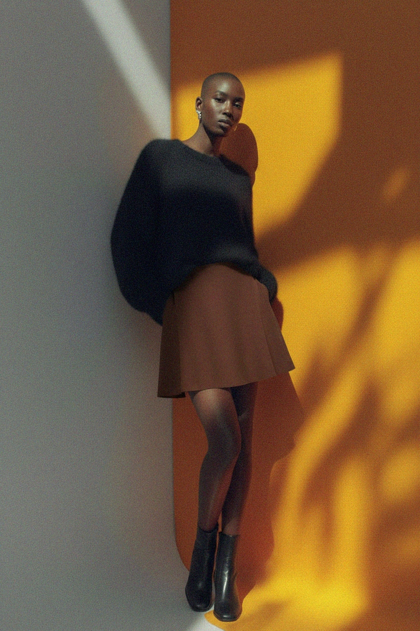 Classic Brown Flared Mini Skirt photo 5