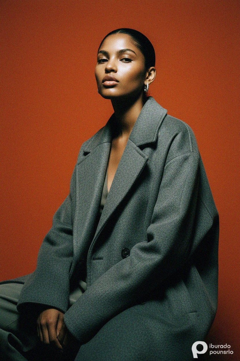 Oversized Grey Double-Breasted Coat photo 3