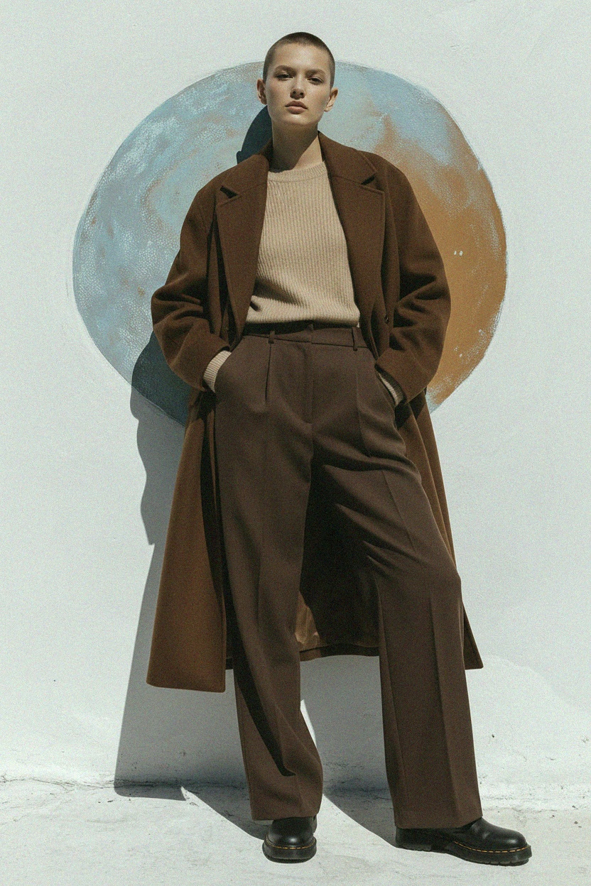 Longline Oversized Brown Coat photo 3