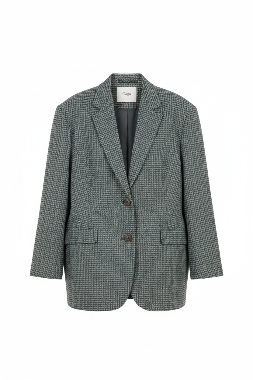 Oversize Houndstooth Pattern Blazer photo 1