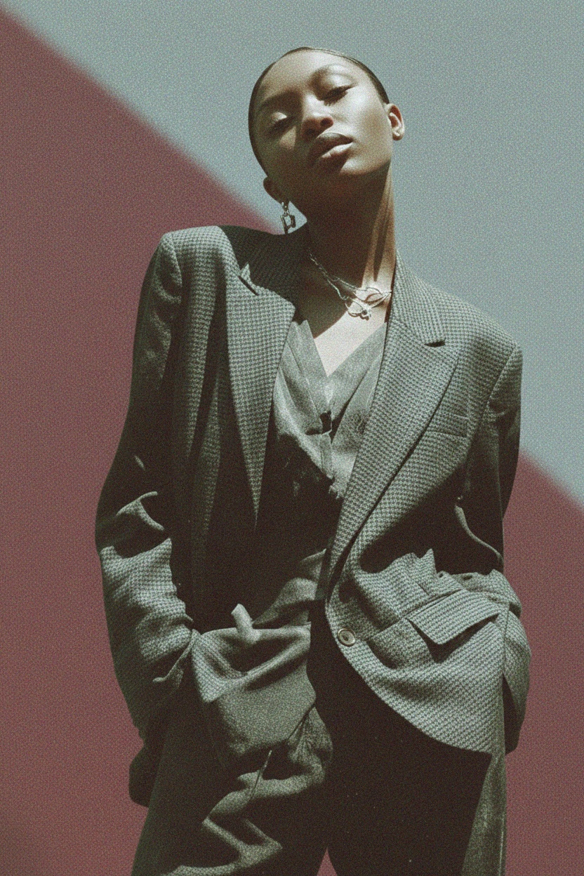 Oversize Houndstooth Pattern Blazer photo 2