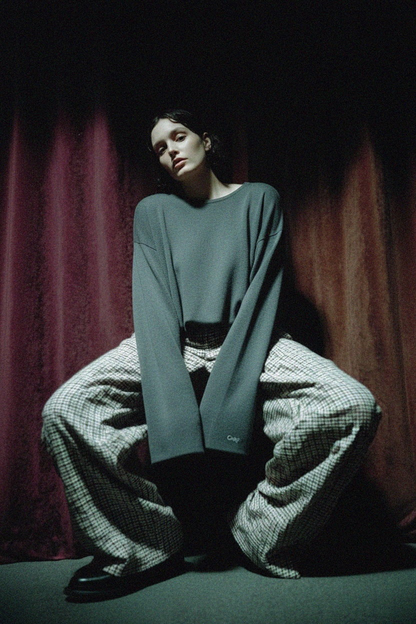 Oversize Grey Knit Top photo 2