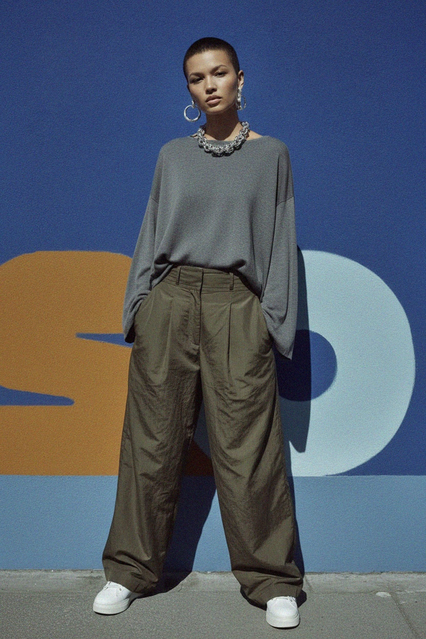 Oversize Grey Knit Top photo 3