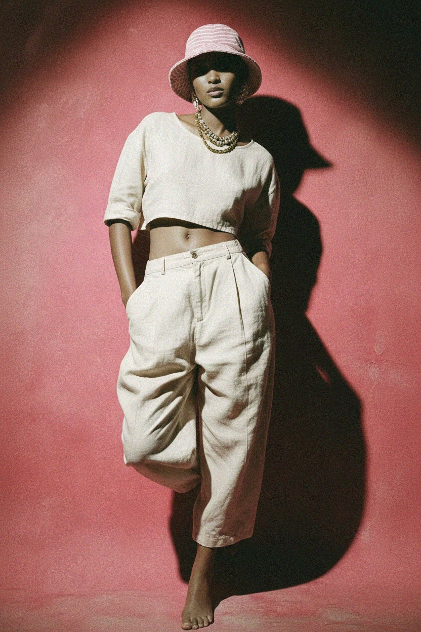 Pink & White Striped Bucket Hat photo 2