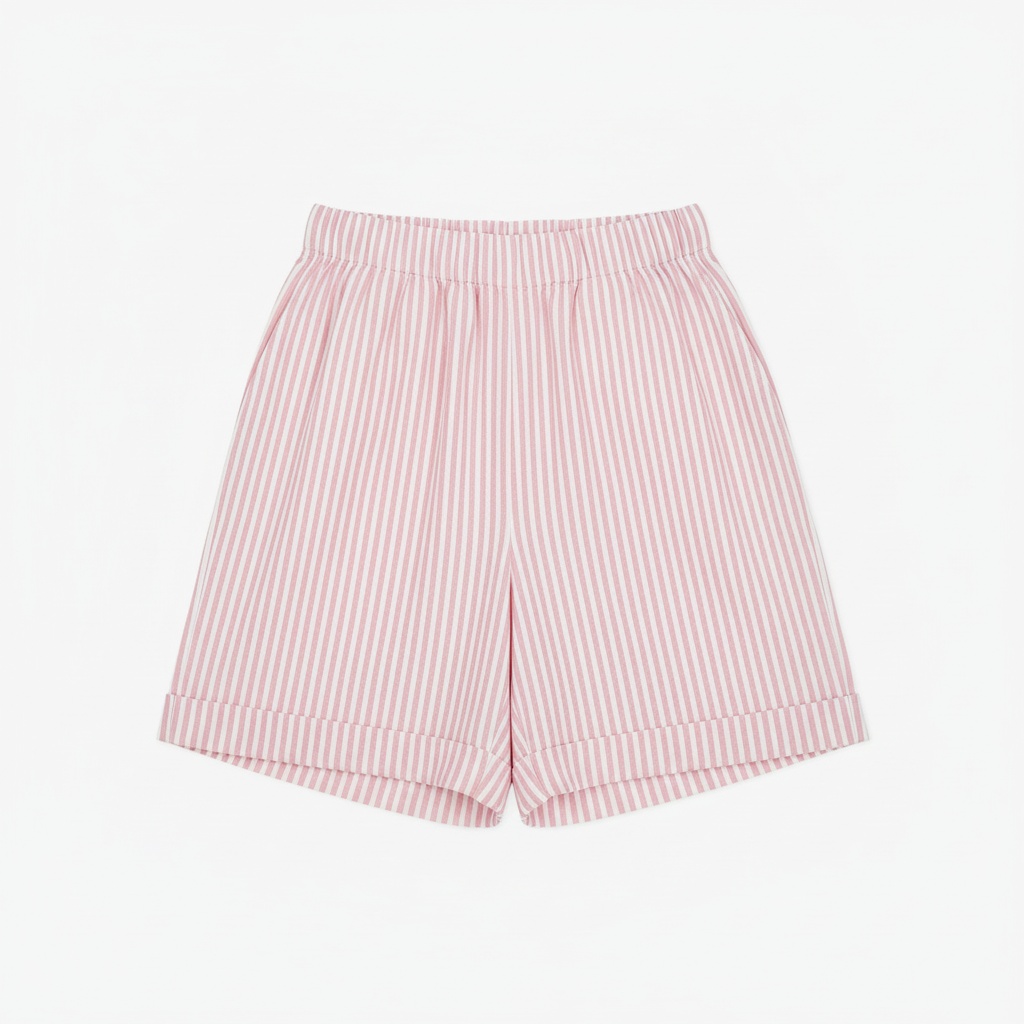 Pink & White Striped Relaxed Fit Shorts photo 1