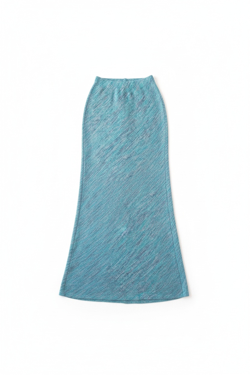 Textured Blue Knit Maxi Skirt photo 1