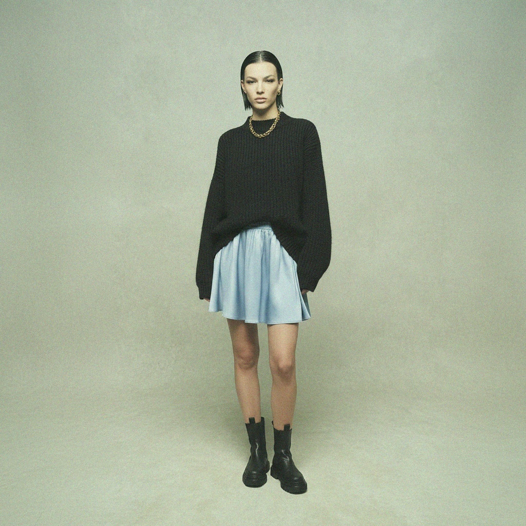 Light Blue Flowy Mini Skirt photo 3